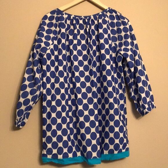 Larsen Gray Blue Polka Dot Blouse - Size Large - Picture 10 of 10